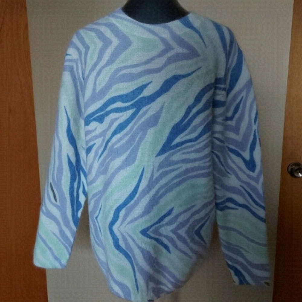 BETTA Dopamine Dressing Sweater 1X Pastel Zebra Print Mohair Blend